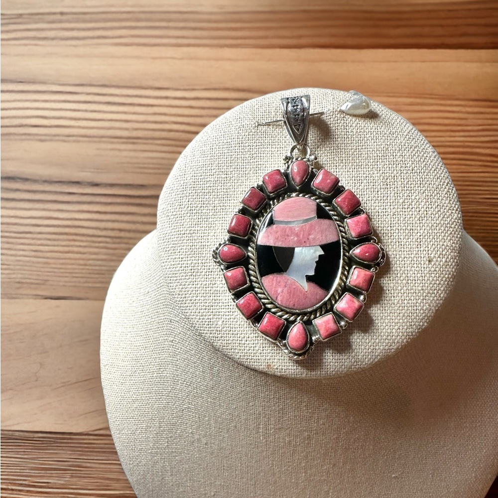 Rhodochrosite, Inlayed Black Onyx, Rhodochrosite & MOP in Sterling Silver
